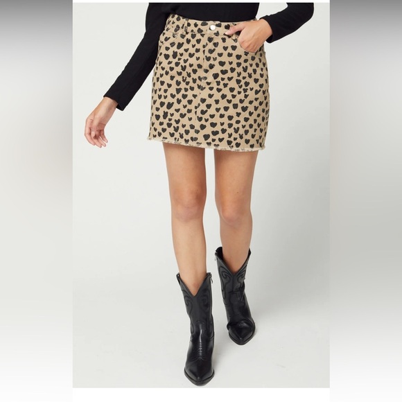 The Nines Cheetah Print Mini Skirt Size Large Stone Black High Waisted - Picture 1 of 12